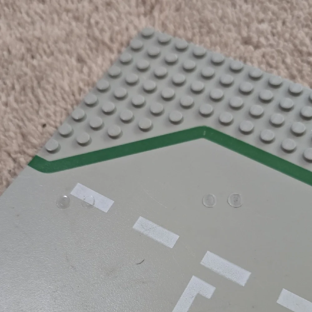LEGO Gray Baseplate with Green and White Road Pattern - 32x32 Pegs